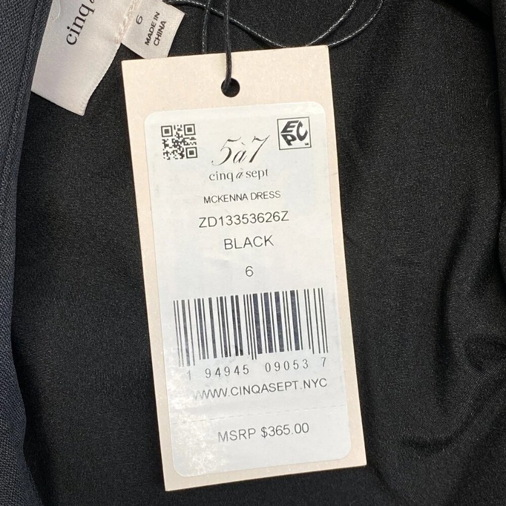 NEW CINQ à SEPT Women’s McKenna Mini Dress Black Size 6 Front Twist Long Sleeve - Picture 5 of 10